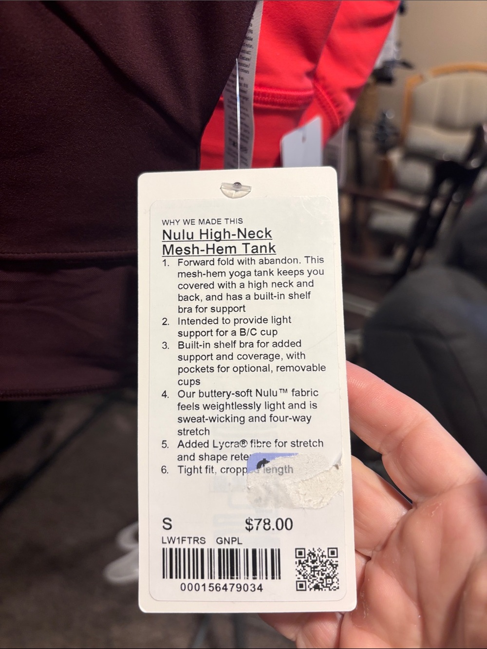 NWT Lululemon Nulu High-Neck Mesh-Hem Tank, B/C Cup in Goodnight Plum - Picture 7 of 8